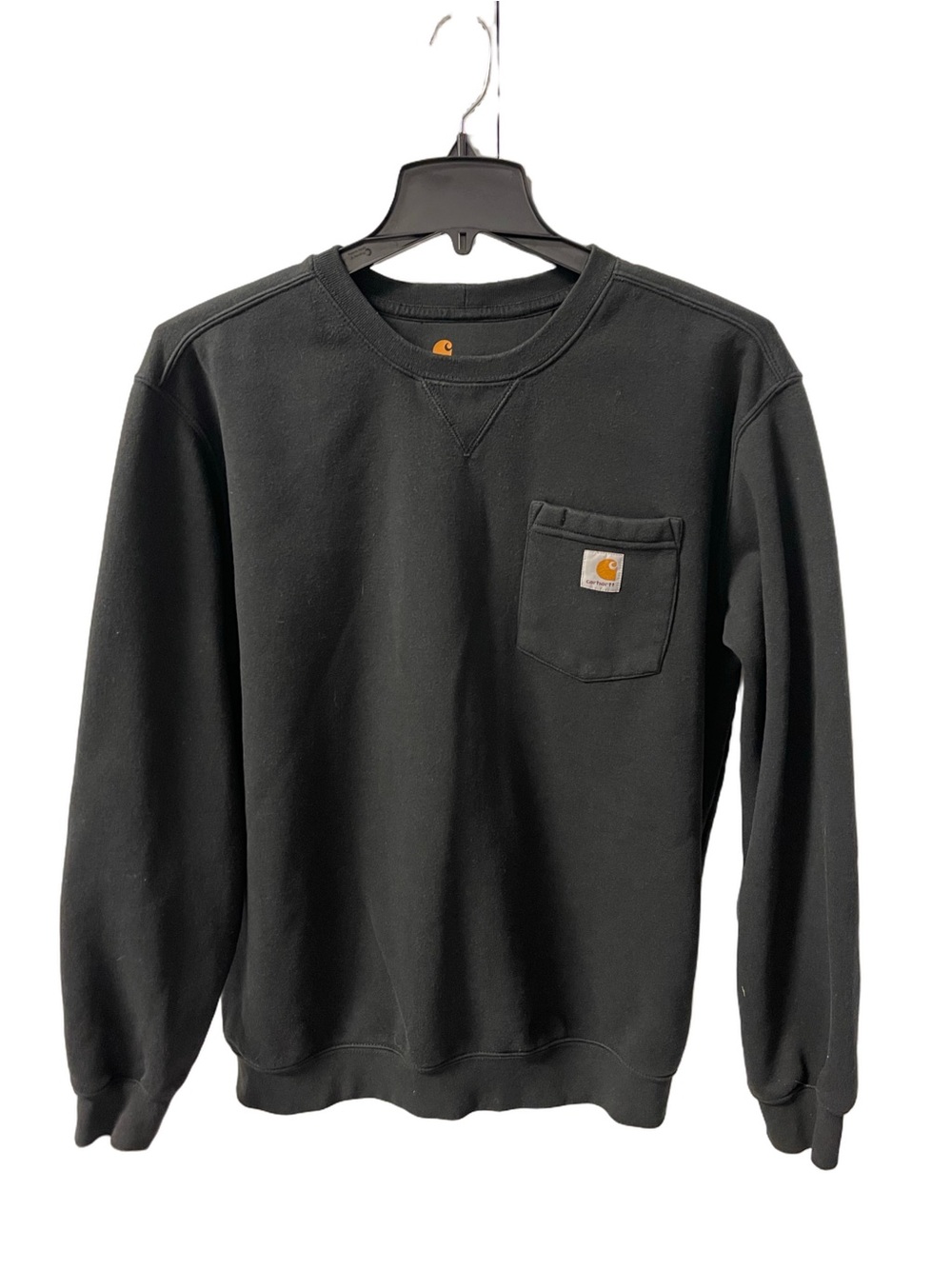 Carhartt Black Classic Fit Heavy Weight Crewneck Pocket Logo Sweatshirt Sz L